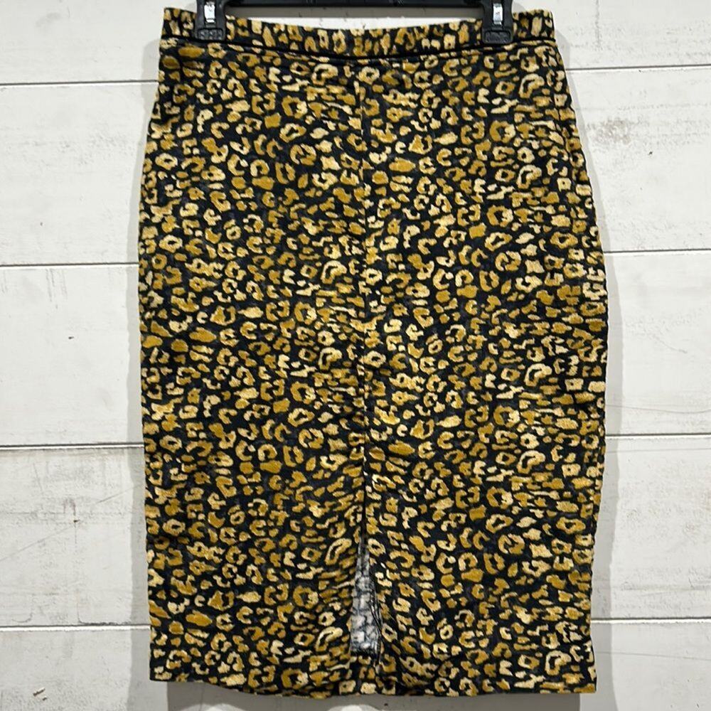 Who What Wear Leopard Print Pencil Skirt Size 6 Midi Animal Print Cotton